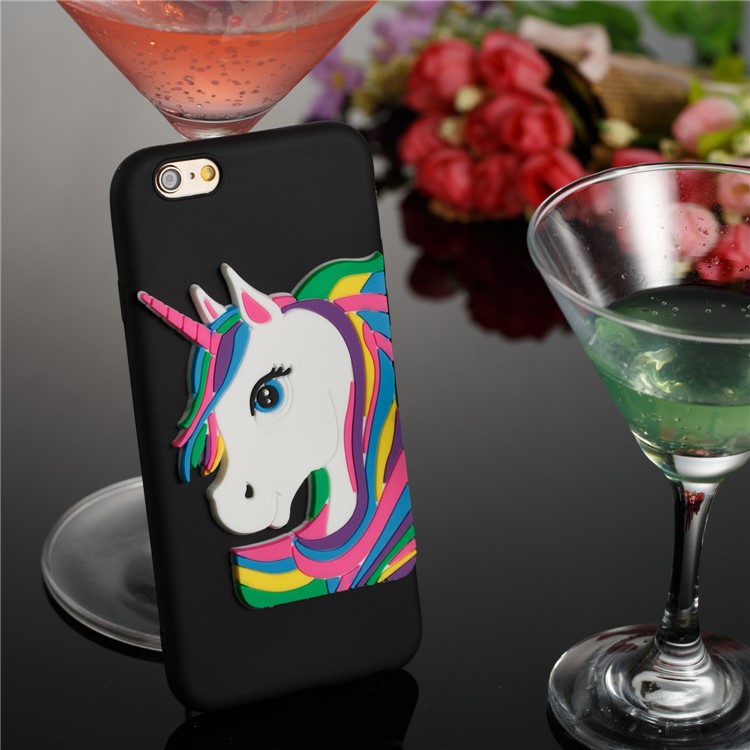 Lovely 3D Unicorn Pattern TPU Case for iPhone 6s 6 - Black-6