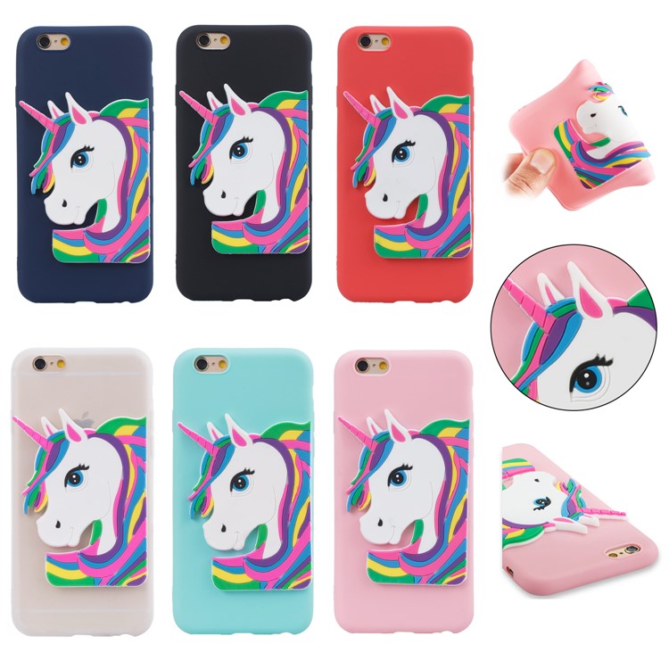 Lovely 3D Unicorn Pattern TPU Case for iPhone 6s 6 - Black-7