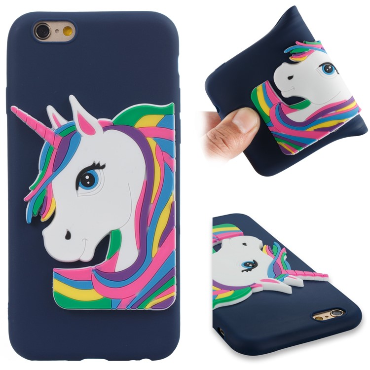

Lovely 3D Unicorn Pattern TPU Case Phone Shell for iPhone 6s 6 - Dark Blue