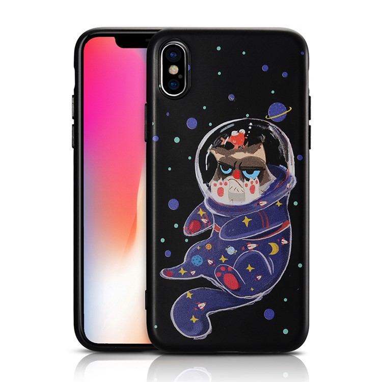 ICARER Moody Cat Pattern Soft TPU Phone Case for iPhone X/10 - Cat in Universe-1