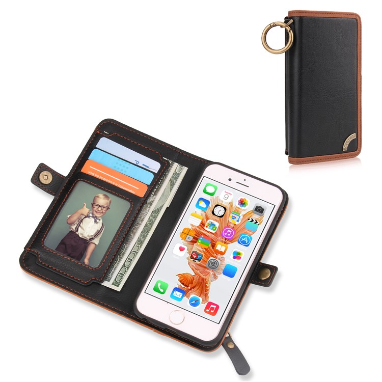 PELOGON 2 in 1 Magnetic Detachable Flip Wallet Leather Case for iPhone 6s/6 4.7-inch - Black-2