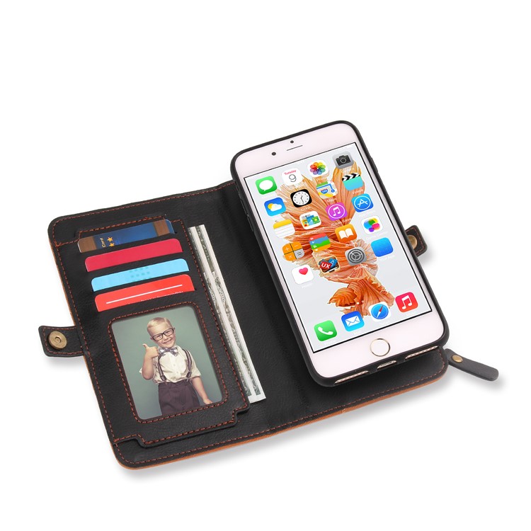 PELOGON 2 in 1 Magnetic Detachable Flip Wallet Leather Case for iPhone 6s/6 4.7-inch - Black-3