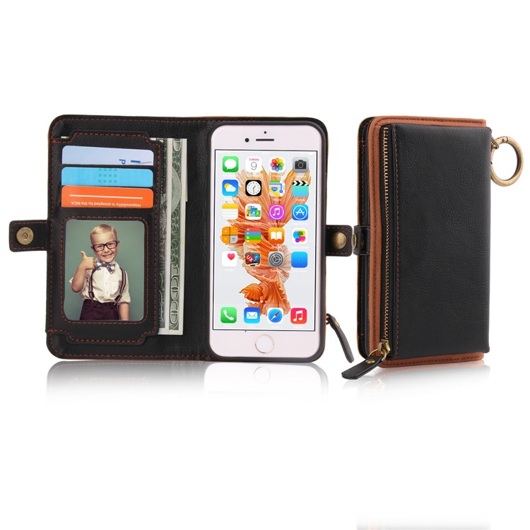 PELOGON 2 in 1 Magnetic Detachable Flip Wallet Leather Case for iPhone 6s/6 4.7-inch - Black-5
