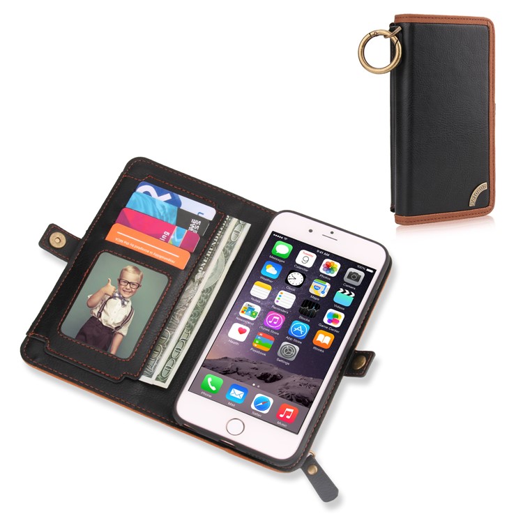 PELOGON 2 in 1 Magnetic Detachable Flip Wallet Leather Case for iPhone 6s/6 5.5-inch - Black-2