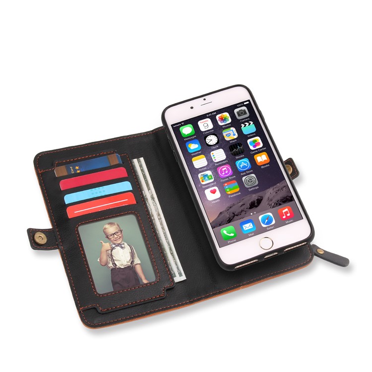 PELOGON 2 in 1 Magnetic Detachable Flip Wallet Leather Case for iPhone 6s/6 5.5-inch - Black-3