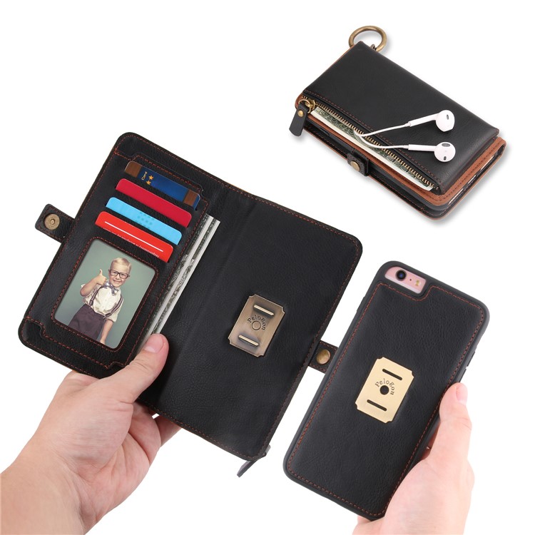 PELOGON 2 in 1 Magnetic Detachable Flip Wallet Leather Case for iPhone 6s/6 5.5-inch - Black-4