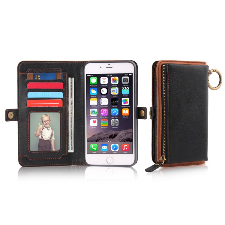 PELOGON 2 in 1 Magnetic Detachable Flip Wallet Leather Case for iPhone 6s/6 5.5-inch - Black-5