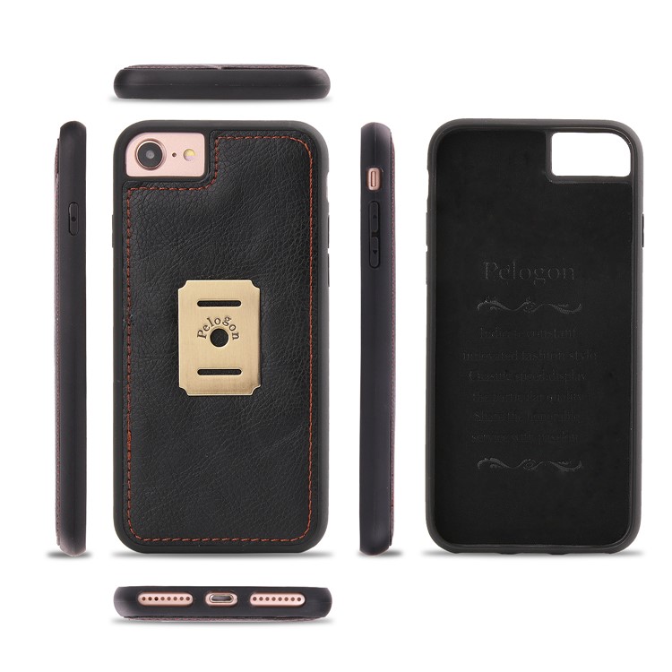 PELOGON for iPhone 8 / 7 4.7 inch Detachable 2-in-1 Phone Leather Wallet Case with Hanging Ring - Black-3