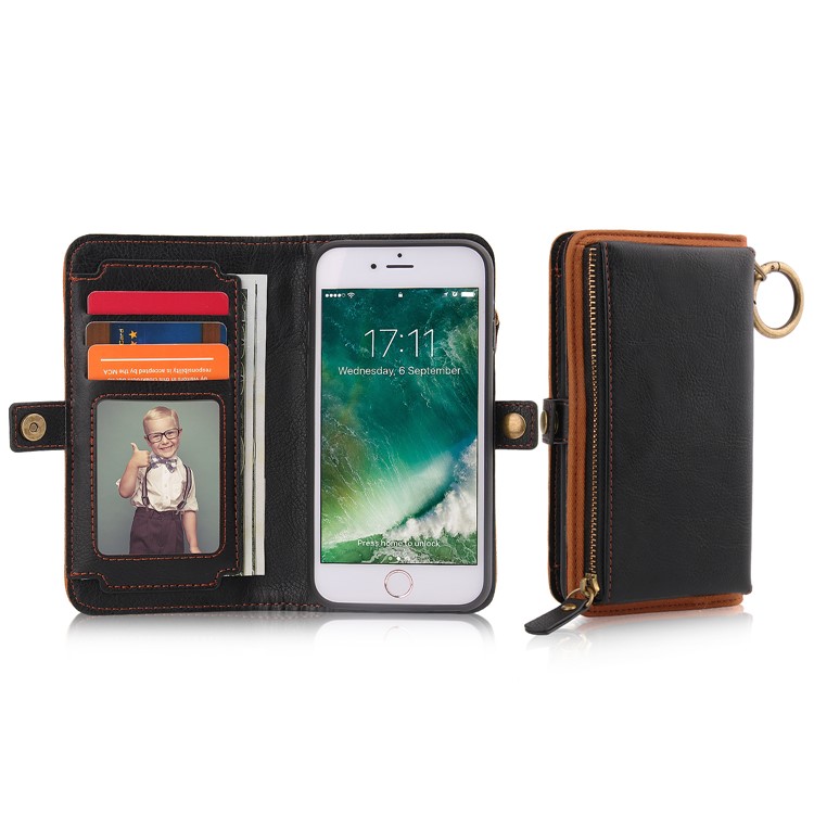 PELOGON for iPhone 8 / 7 4.7 inch Detachable 2-in-1 Phone Leather Wallet Case with Hanging Ring - Black-6