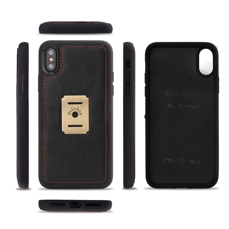 PELOGON for iPhone X(Ten) Detachable 2-in-1 Phone Leather Wallet Case with Hanging Ring - Black-3
