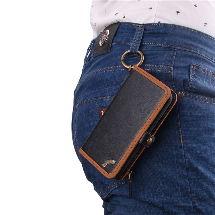 PELOGON for iPhone X(Ten) Detachable 2-in-1 Phone Leather Wallet Case with Hanging Ring - Black-7