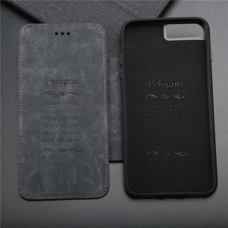 Card Holder PU Leather Mobile Phone Case with Stand for iPhone 8 Plus / 7 Plus 5.5 inch - Black-7
