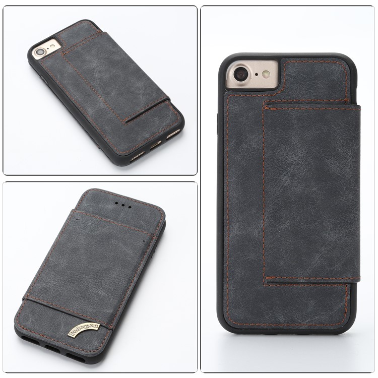 PU Leather Card Holder Stand Case for iPhone 8/7 4.7 inch - Black-1