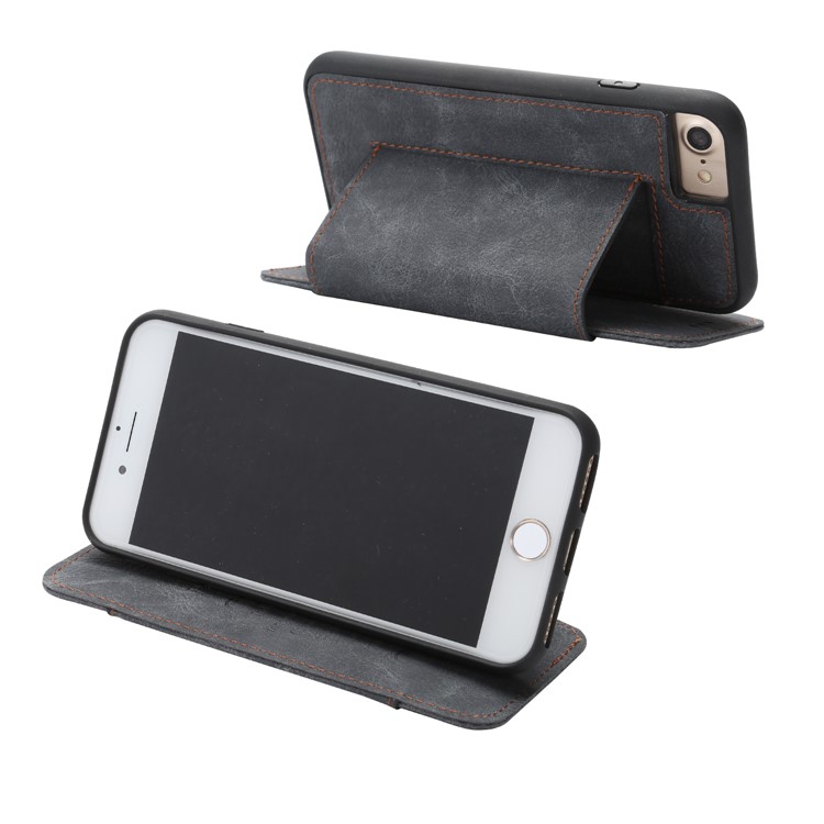 PU Leather Card Holder Stand Case for iPhone 8/7 4.7 inch - Black-2