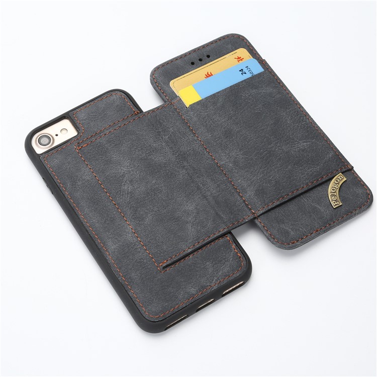 PU Leather Card Holder Stand Case for iPhone 8/7 4.7 inch - Black-3