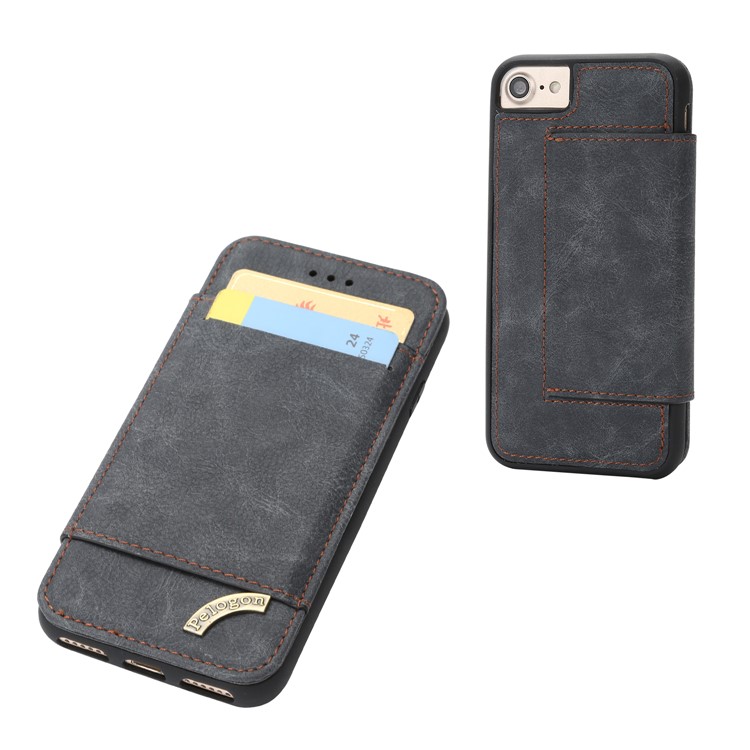 PU Leather Card Holder Stand Case for iPhone 8/7 4.7 inch - Black-5