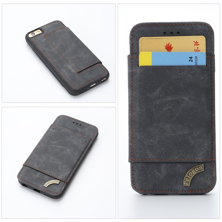 PU Leather Cell Phone Case with Card Slots for iPhone 6s Plus/6 Plus 5.5 inch - Black-1