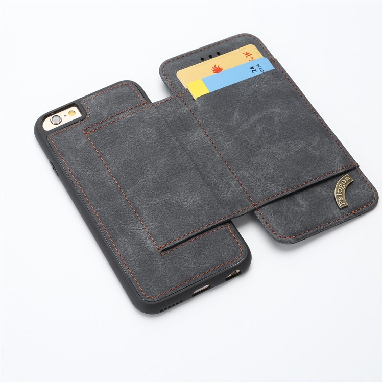 PU Leather Cell Phone Case with Card Slots for iPhone 6s Plus/6 Plus 5.5 inch - Black-4