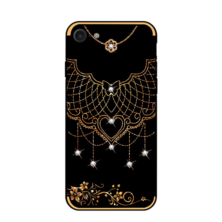 NXE Pattern Printing Rhinestone Decorated Soft TPU Case for iPhone 8/7 - Lace Net-2