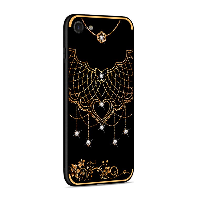 NXE Pattern Printing Rhinestone Decorated Soft TPU Case for iPhone 8/7 - Lace Net-4