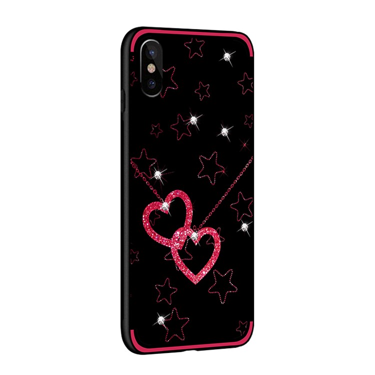 NXE Rhinestone Decor Pattern Bayer TPU Case for iPhone X/10 - Heart and Star Pattern-4