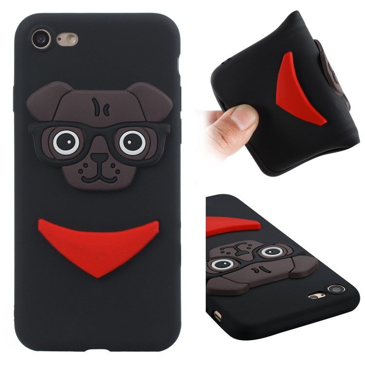 Cute 3D Puppy TPU Soft Phone Case for iPhone 8/7 - Black-1