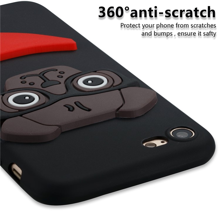 Cute 3D Puppy TPU Soft Phone Case for iPhone 8/7 - Black-2