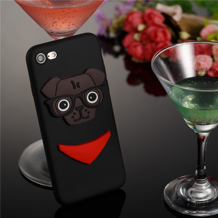 Cute 3D Puppy TPU Soft Phone Case for iPhone 8/7 - Black-3