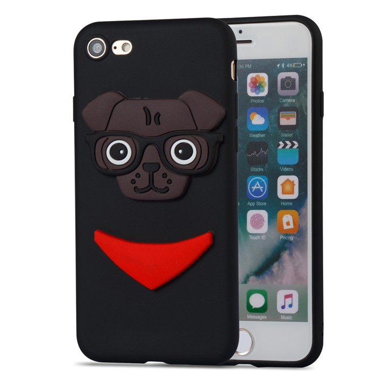 Cute 3D Puppy TPU Soft Phone Case for iPhone 8/7 - Black-4