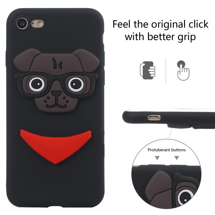 Cute 3D Puppy TPU Soft Phone Case for iPhone 8/7 - Black-6