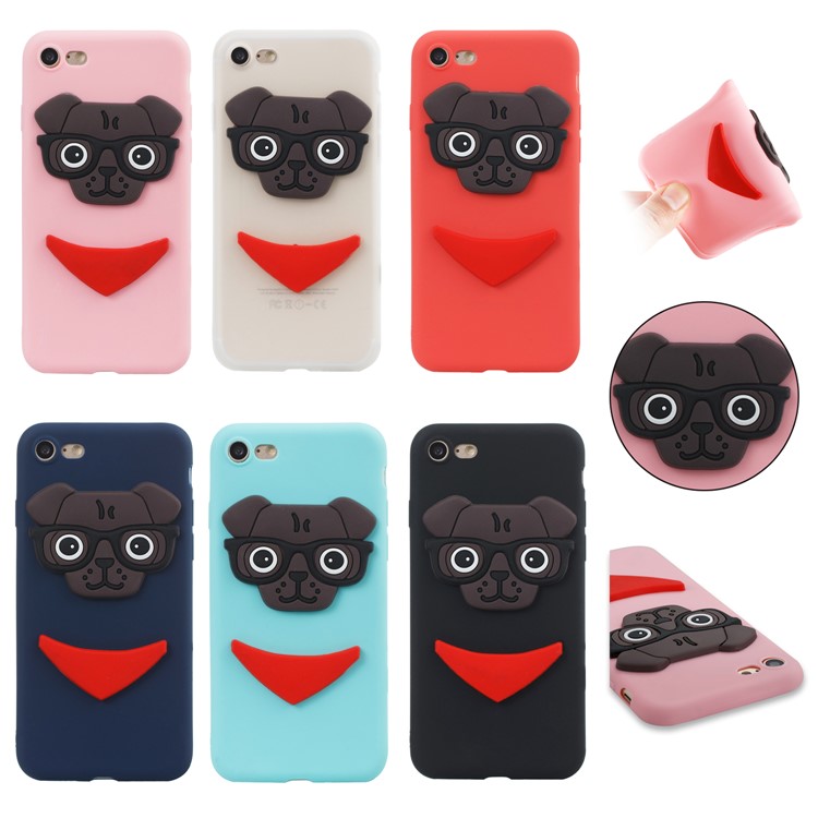 Cute 3D Puppy TPU Soft Phone Case for iPhone 8/7 - Black-7
