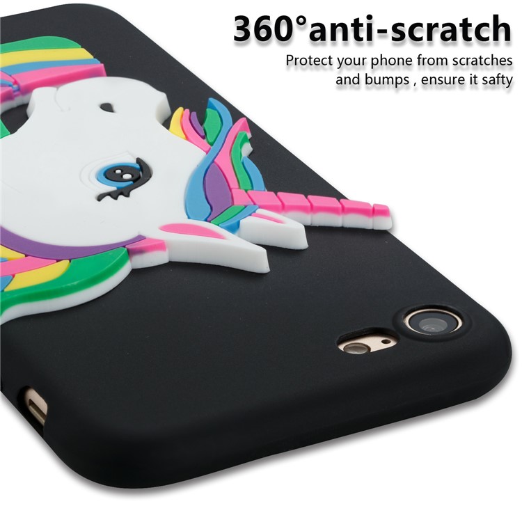 Cute 3D Unicorns TPU Soft Phone Case for iPhone 8/7 4.7 inch - Black-2