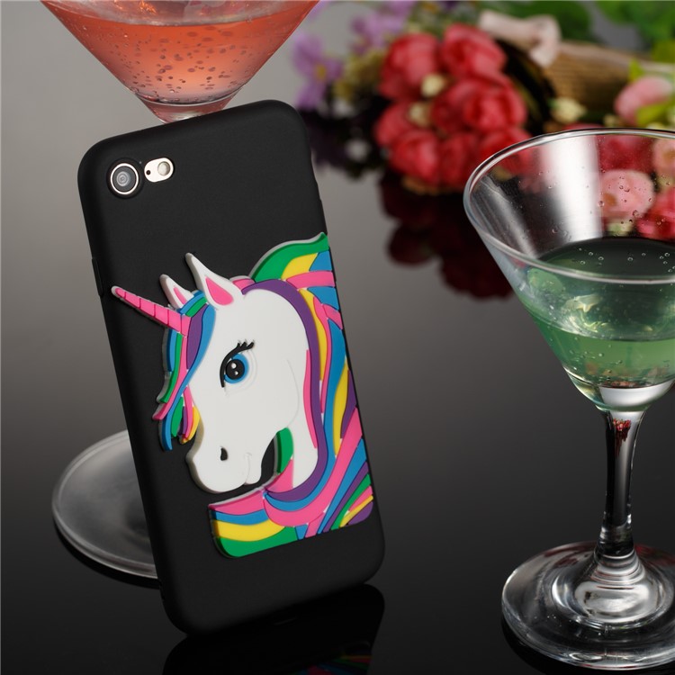 Cute 3D Unicorns TPU Soft Phone Case for iPhone 8/7 4.7 inch - Black-3