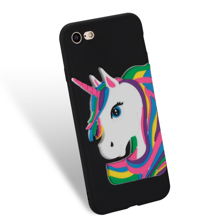 Cute 3D Unicorns TPU Soft Phone Case for iPhone 8/7 4.7 inch - Black-5