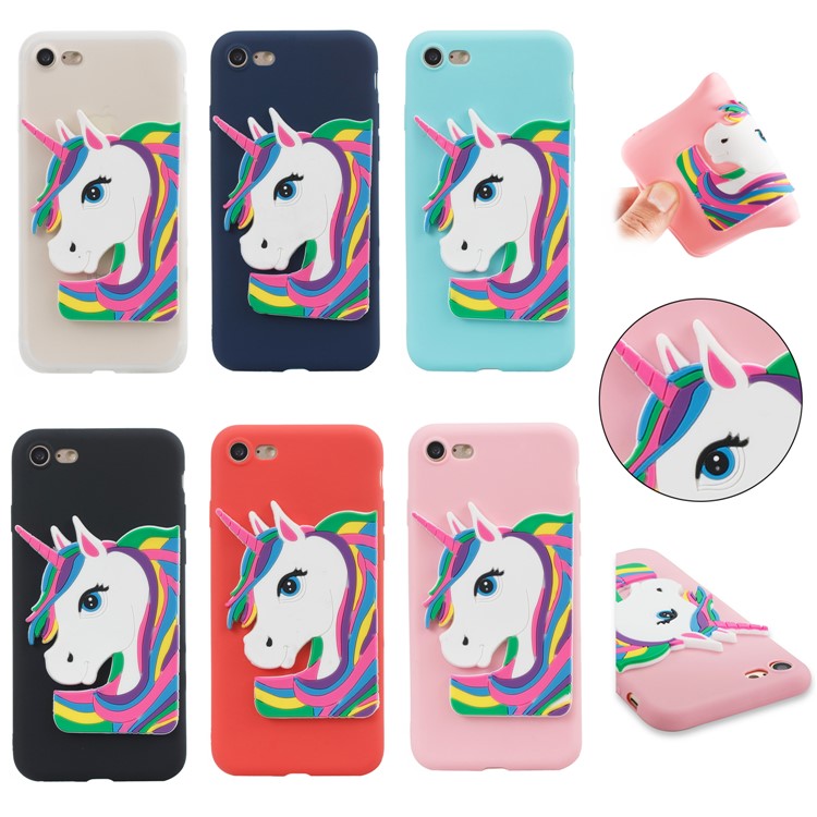 Cute 3D Unicorns TPU Soft Phone Case for iPhone 8/7 4.7 inch - Black-7