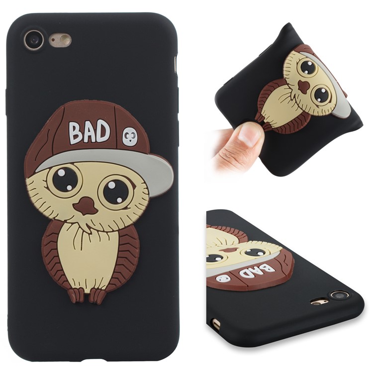 Cute 3D Male Owl Patterned TPU Phone Case for iPhone 8/7 - Black-1