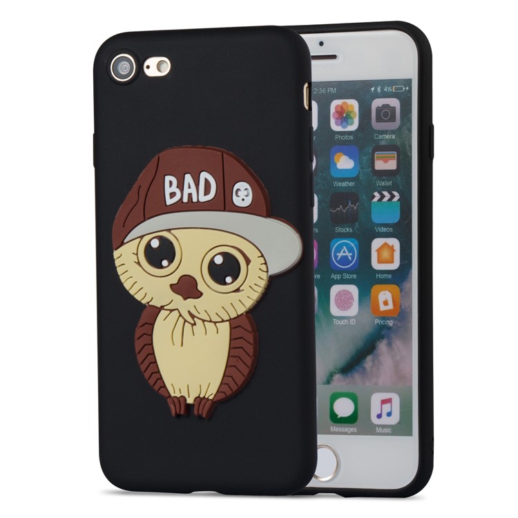 Cute 3D Male Owl Patterned TPU Phone Case for iPhone 8/7 - Black-2
