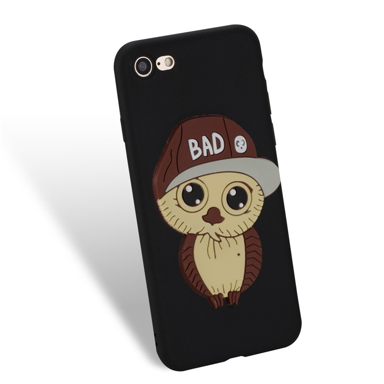 Cute 3D Male Owl Patterned TPU Phone Case for iPhone 8/7 - Black-3