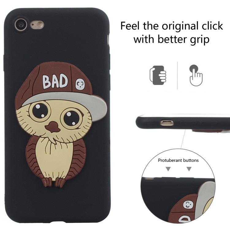 Cute 3D Male Owl Patterned TPU Phone Case for iPhone 8/7 - Black-4