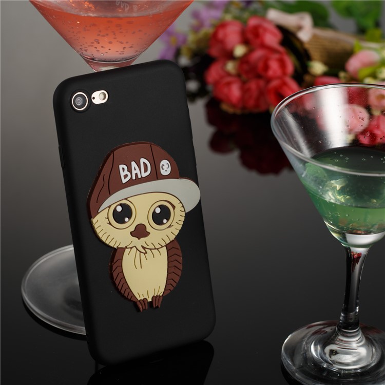 Cute 3D Male Owl Patterned TPU Phone Case for iPhone 8/7 - Black-6