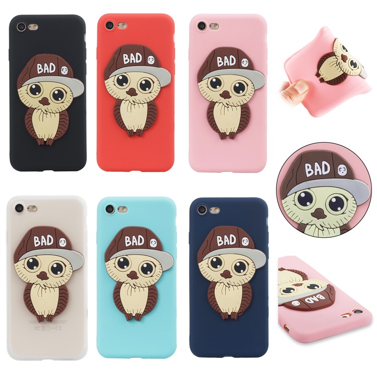Cute 3D Male Owl Patterned TPU Phone Case for iPhone 8/7 - Black-7