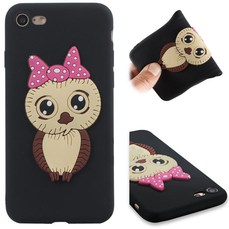 Cute 3D Female Owl TPU Soft Phone Case for iPhone 8/7 4.7 inch - Black-1