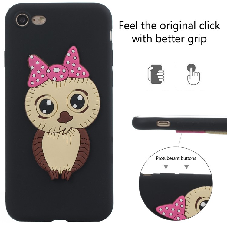 Cute 3D Female Owl TPU Soft Phone Case for iPhone 8/7 4.7 inch - Black-2