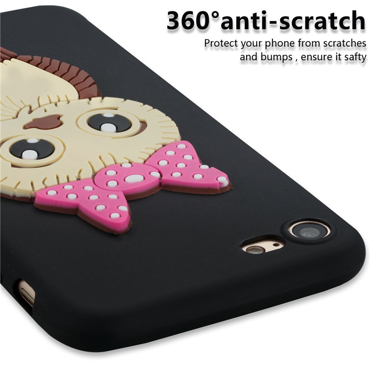 Cute 3D Female Owl TPU Soft Phone Case for iPhone 8/7 4.7 inch - Black-3