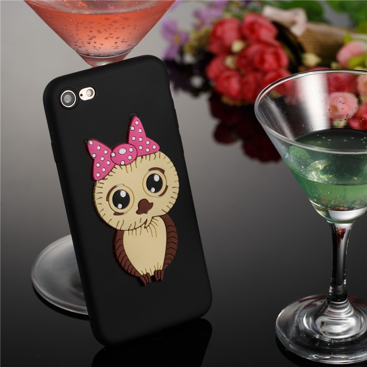 Cute 3D Female Owl TPU Soft Phone Case for iPhone 8/7 4.7 inch - Black-4