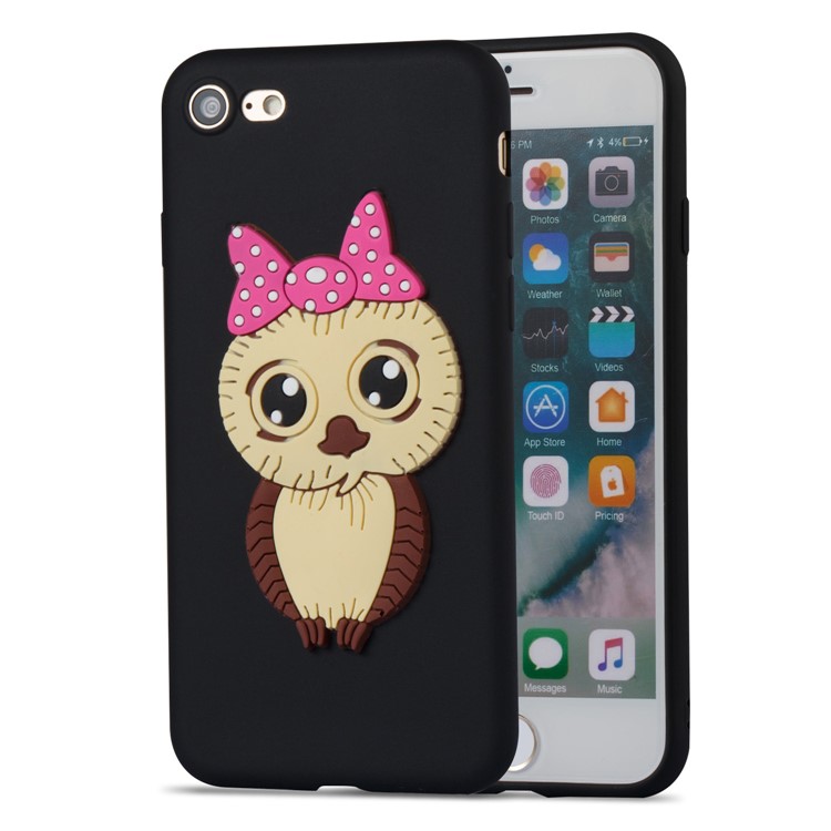 Cute 3D Female Owl TPU Soft Phone Case for iPhone 8/7 4.7 inch - Black-5