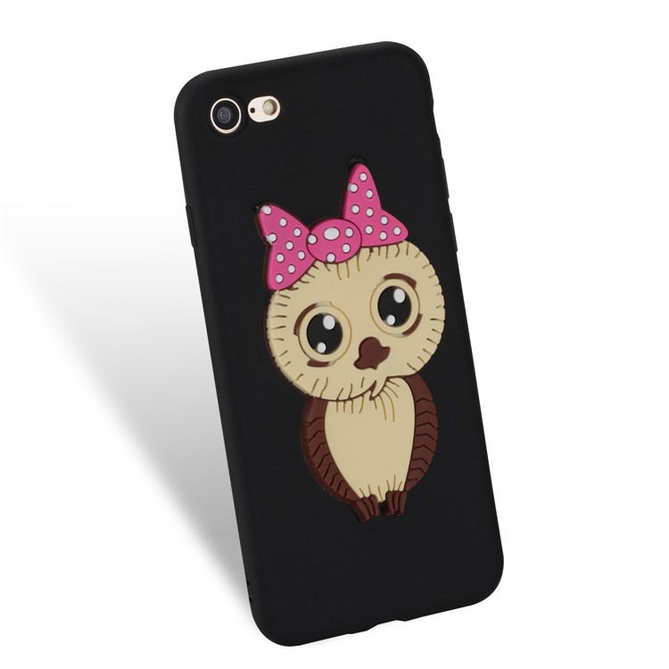 Cute 3D Female Owl TPU Soft Phone Case for iPhone 8/7 4.7 inch - Black-6