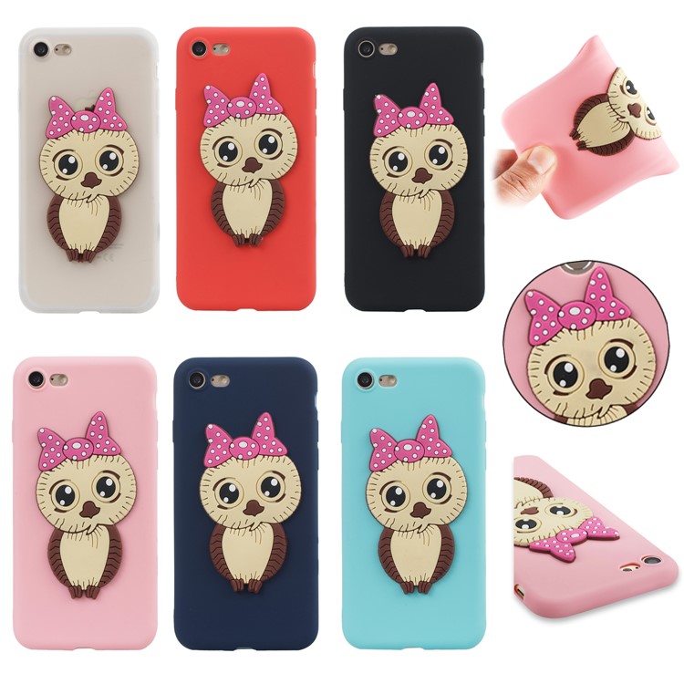 Cute 3D Female Owl TPU Soft Phone Case for iPhone 8/7 4.7 inch - Black-7