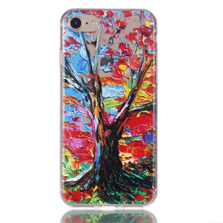 Embossment Patterned TPU Soft Back Case for iPhone 8/7 4.7 inch - Oil Painting-2