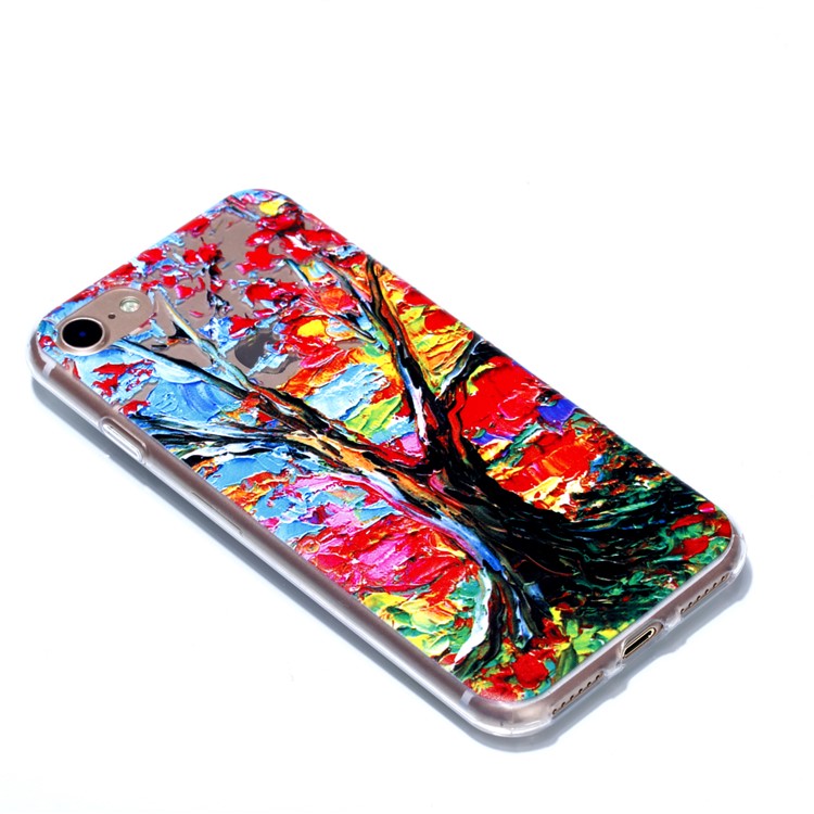 Embossment Patterned TPU Soft Back Case for iPhone 8/7 4.7 inch - Oil Painting-3
